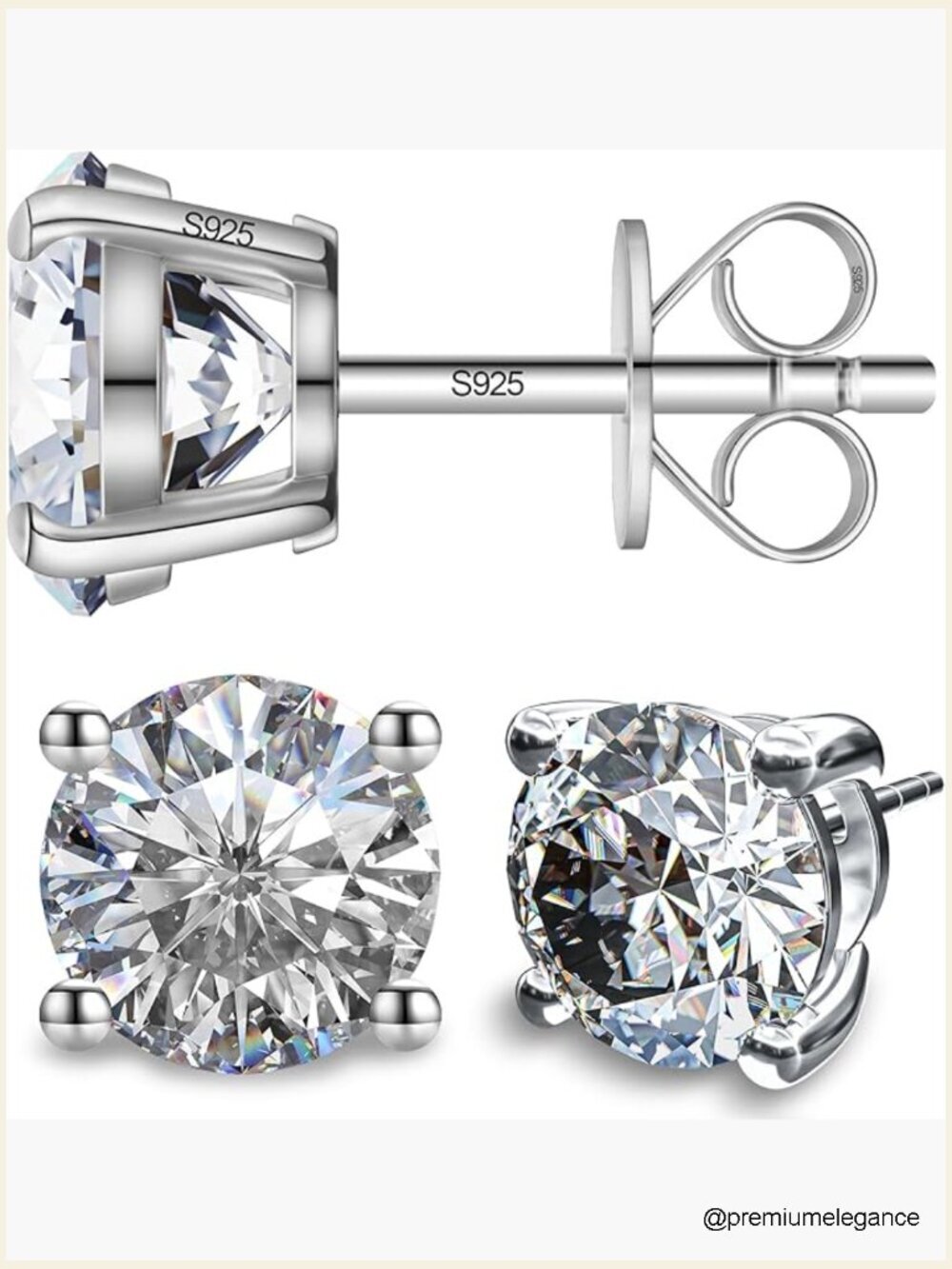 1 CT Moissanite Stud Earrings, 925 Sterling Silver 18K White Gold Plated,